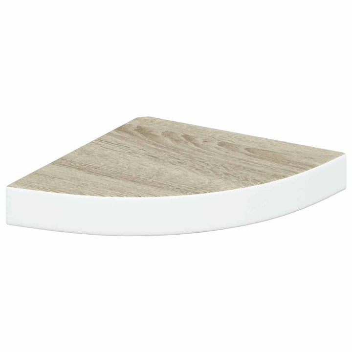 hjørnehylder 2 stk. 25x25x3,8 cm MDF egetræsfarve og hvid