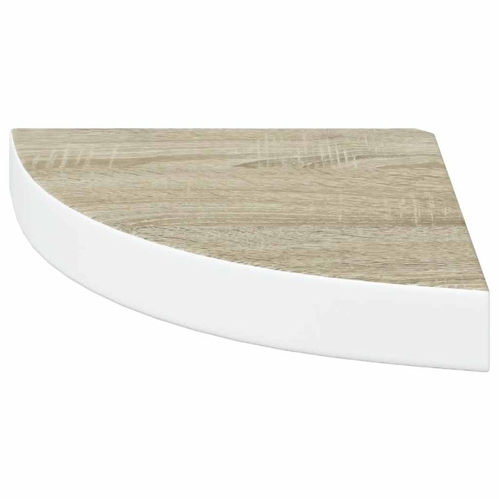 hjørnehylder 2 stk. 25x25x3,8 cm MDF egetræsfarve og hvid