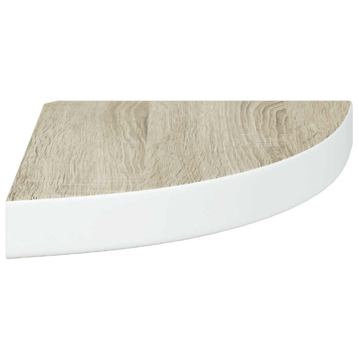 hjørnehylder 2 stk. 25x25x3,8 cm MDF egetræsfarve og hvid