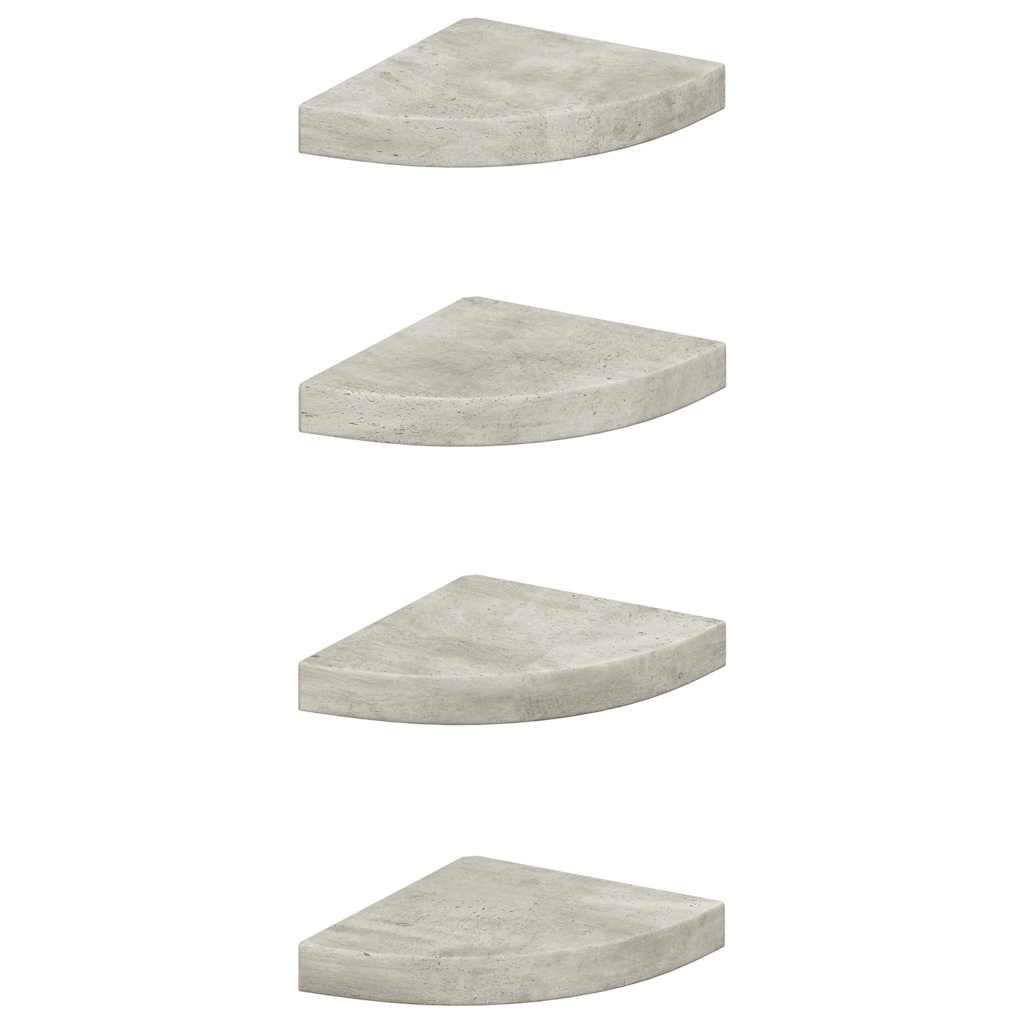 hjørnehylder 4 stk. 25x25x3,8 cm MDF betongrå