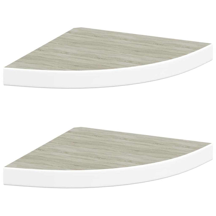 hjørnehylder 2 stk. 35x35x3,8 cm MDF egetræsfarve og hvid