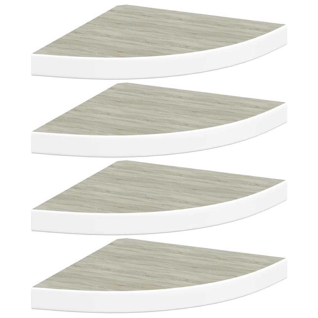 hjørnehylder 4 stk. 35x35x3,8 cm MDF egetræsfarvet og hvid