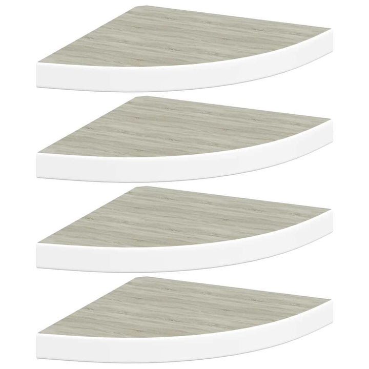 hjørnehylder 4 stk. 35x35x3,8 cm MDF egetræsfarvet og hvid
