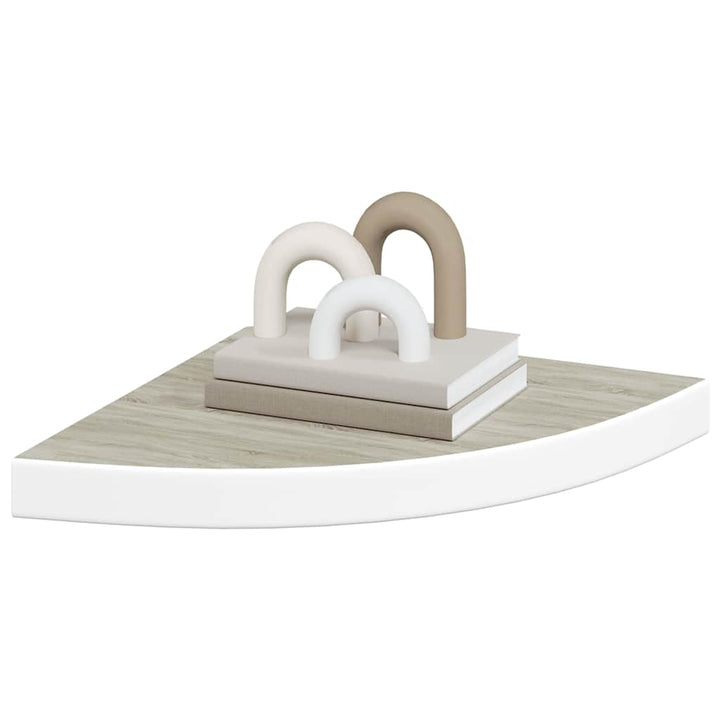 hjørnehylder 4 stk. 35x35x3,8 cm MDF egetræsfarvet og hvid