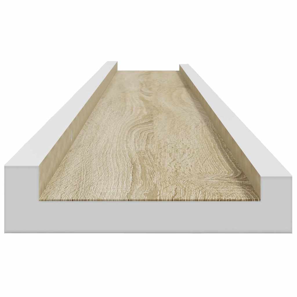 væghylder 2 stk. 115x9x3 cm hvid og sonoma-eg