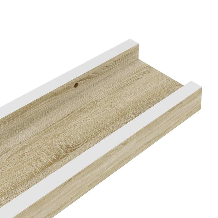 væghylder 4 stk. 60x9x3 cm hvid og sonoma-eg