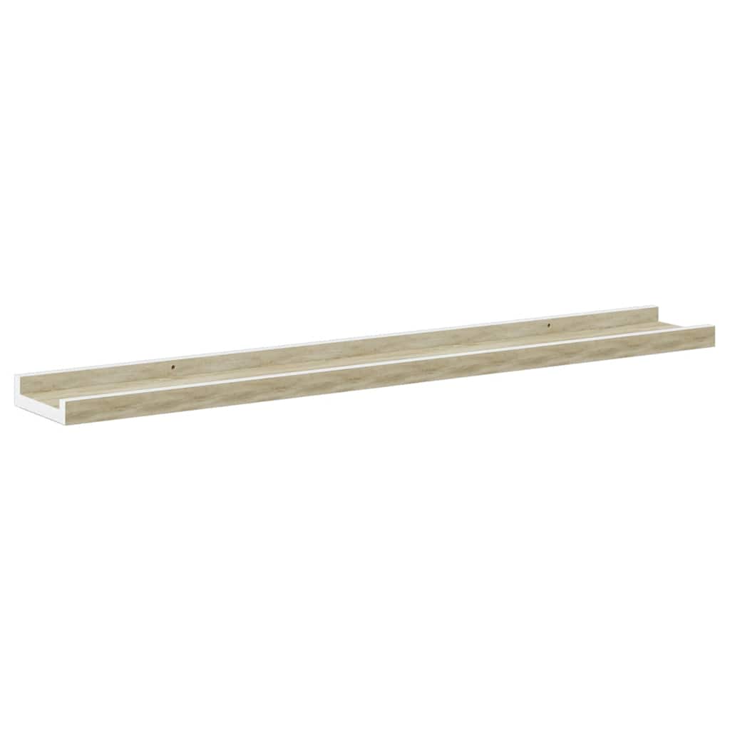 væghylder 4 stk. 80x9x3 cm hvid og sonoma-eg