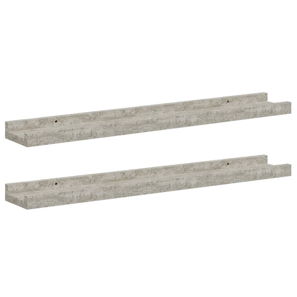 væghylder 2 stk. 60x9x3 cm betongrå