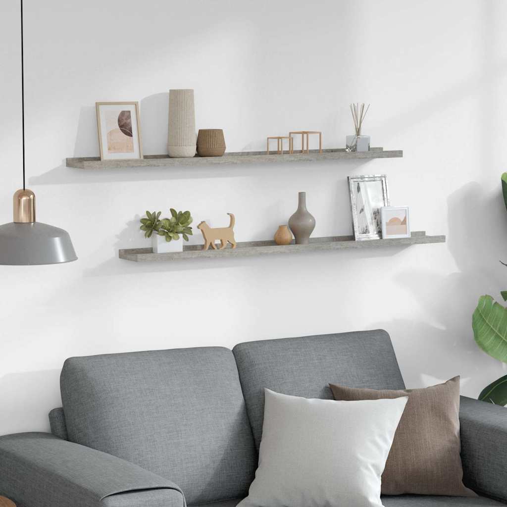 væghylder 2 stk. 100x9x3 cm betongrå