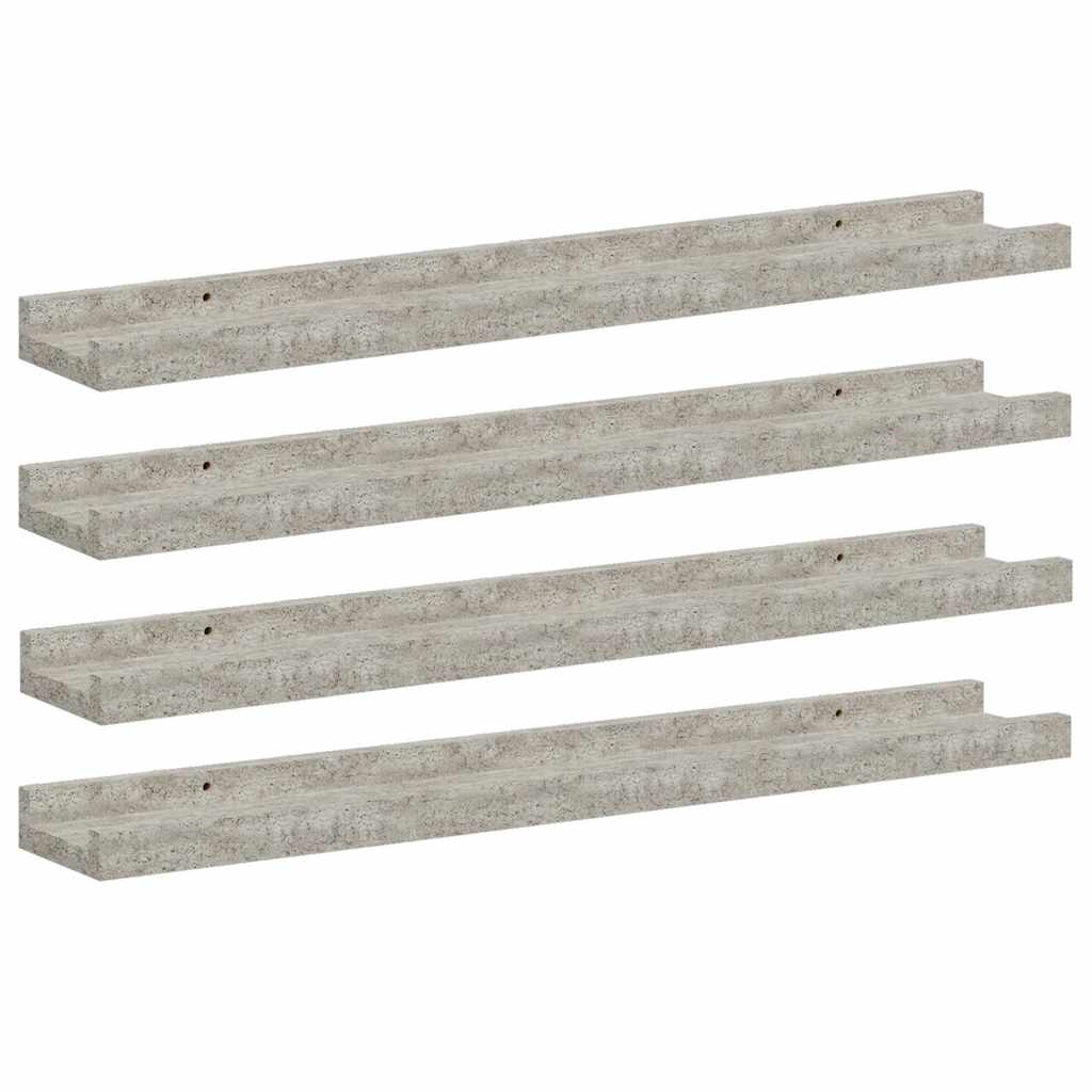 væghylder 4 stk. 60x9x3 cm betongrå