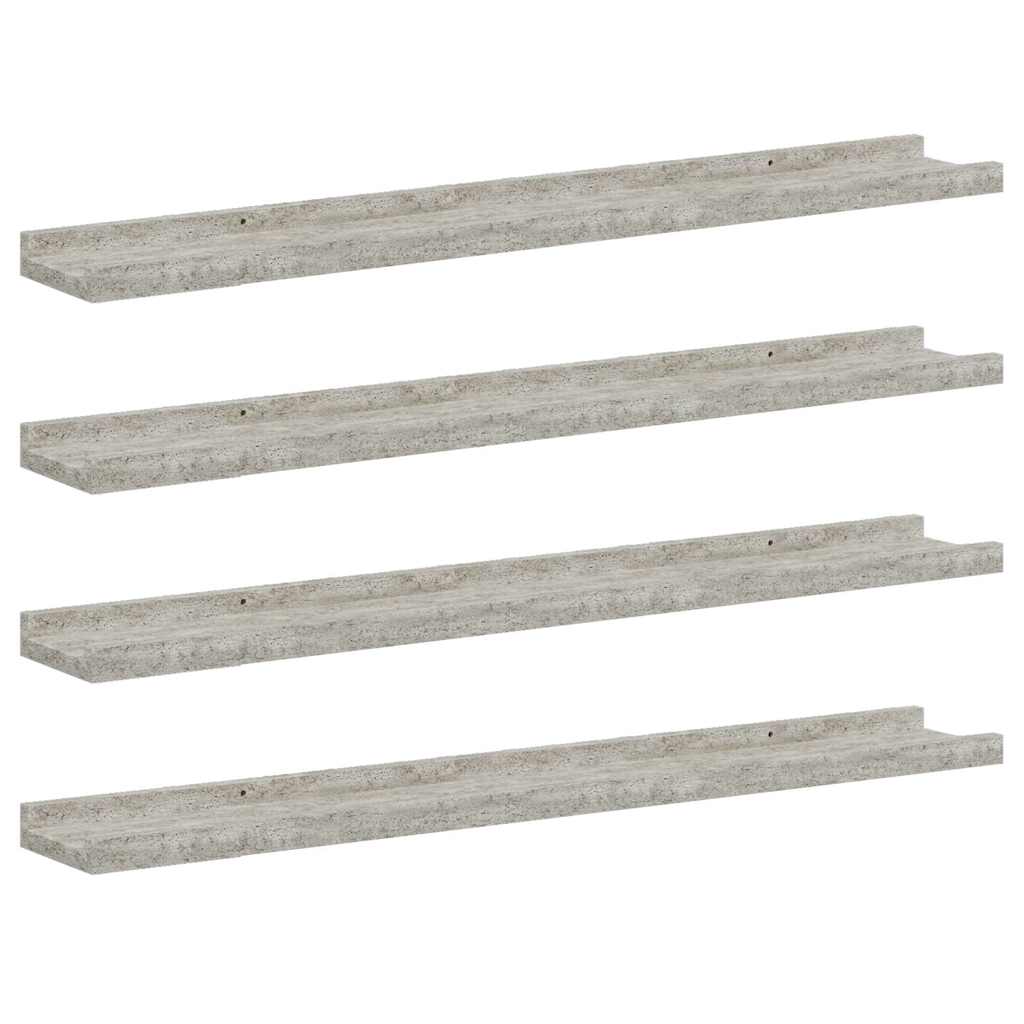 væghylder 4 stk. 80x9x3 cm betongrå