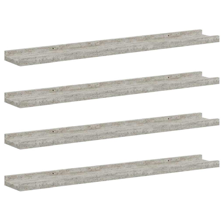 væghylder 4 stk. 80x9x3 cm betongrå