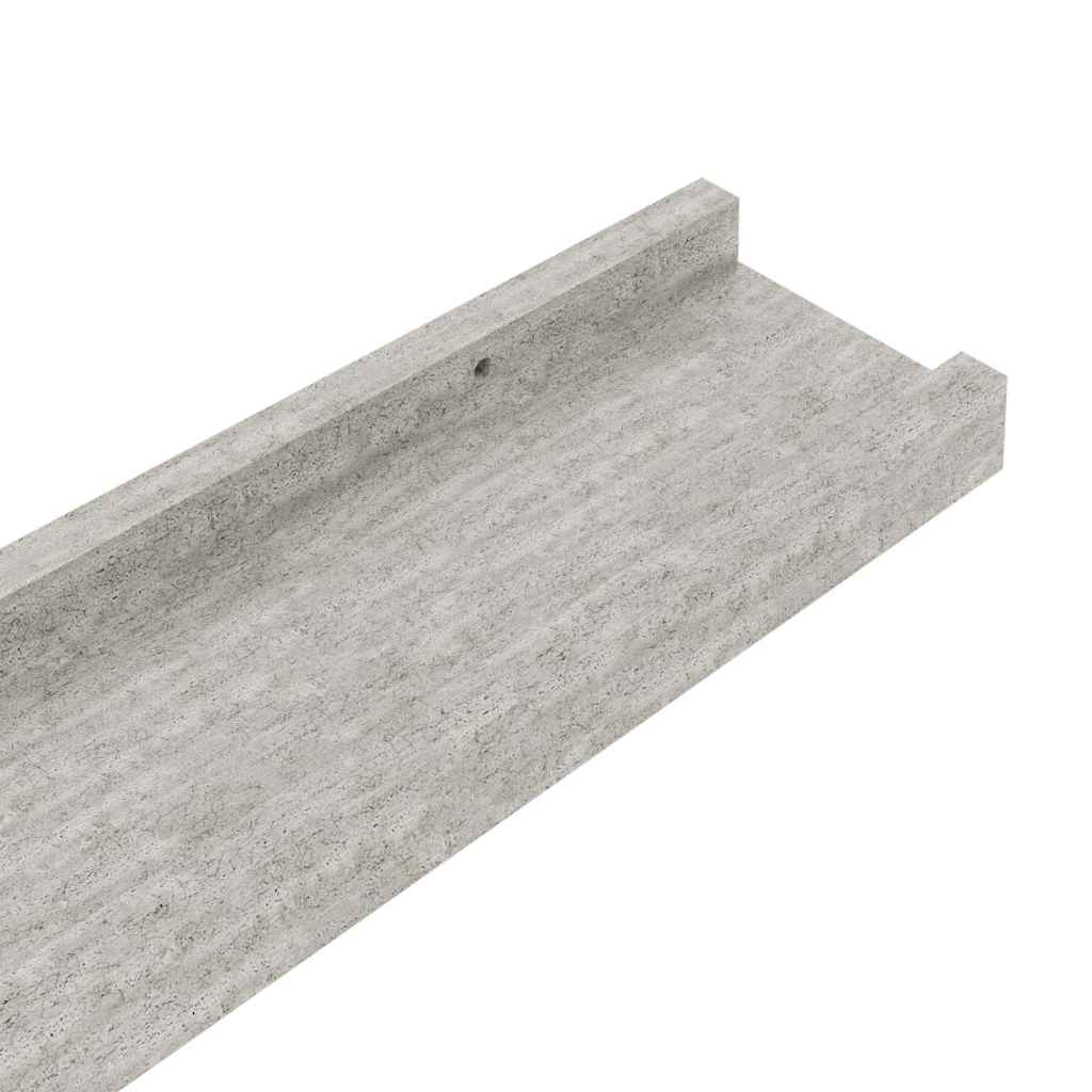 væghylder 4 stk. 80x9x3 cm betongrå