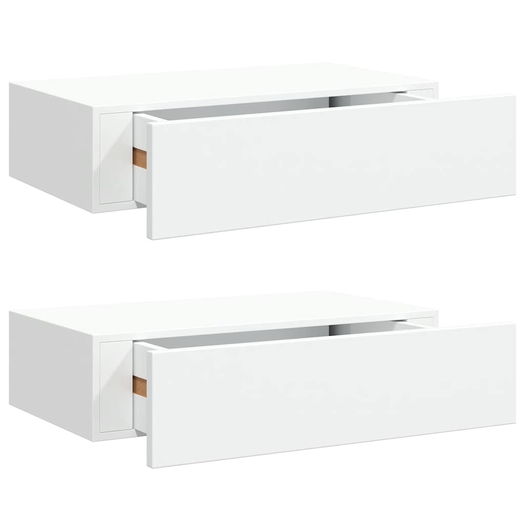 væghylder med skuffer 2 stk. 40x23,5x10 cm MDF hvid