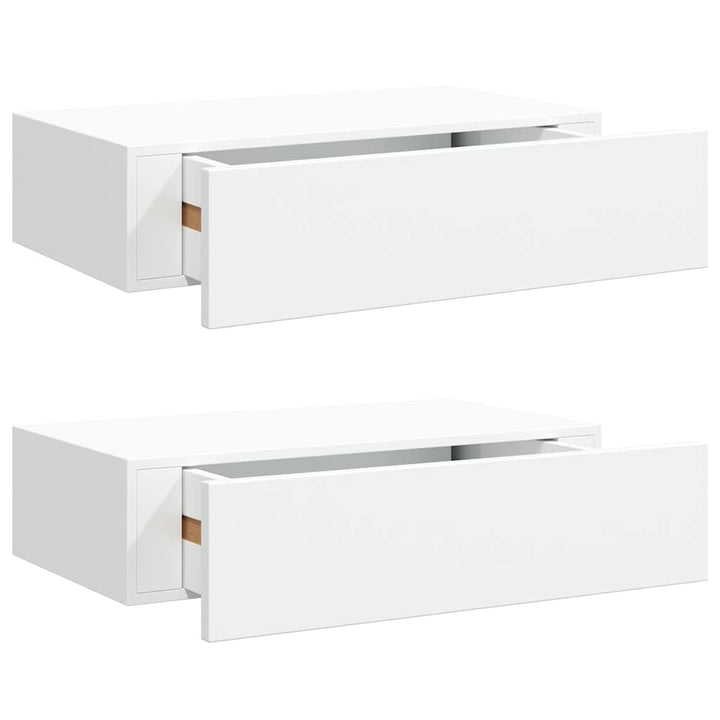 væghylder med skuffer 2 stk. 40x23,5x10 cm MDF hvid