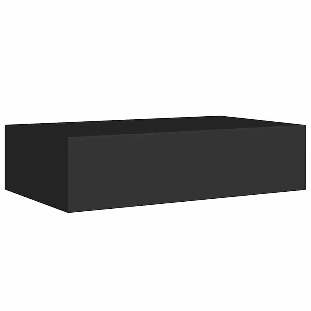 væghylde med skuffe 40x23,5x10 cm MDF sort