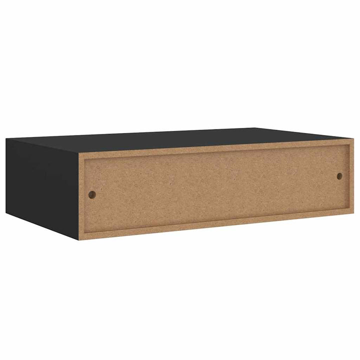 væghylde med skuffe 40x23,5x10 cm MDF sort