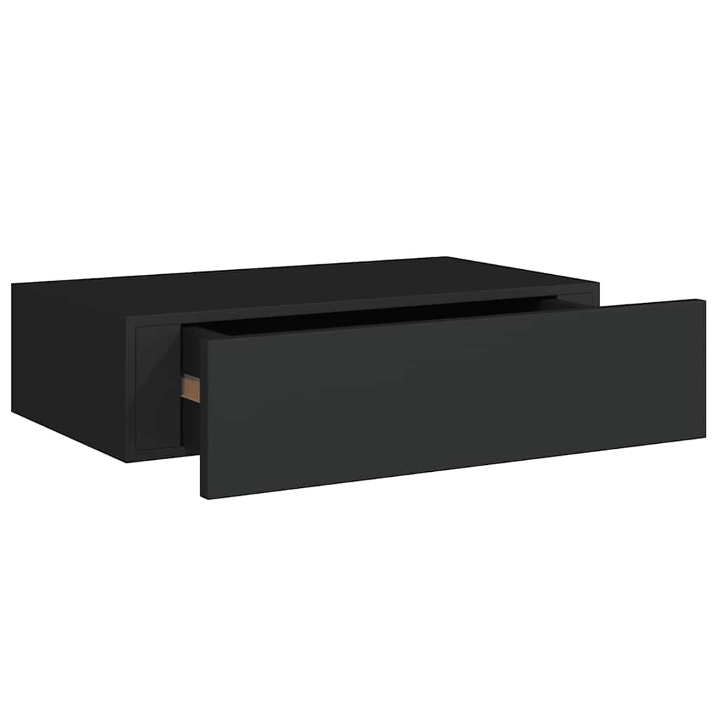 væghylder med skuffer 2 stk. 40x23,5x10 cm MDF sort