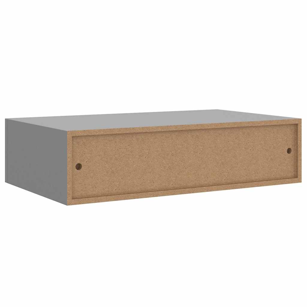 væghylde med skuffe 40x23,5x10 cm MDF grå