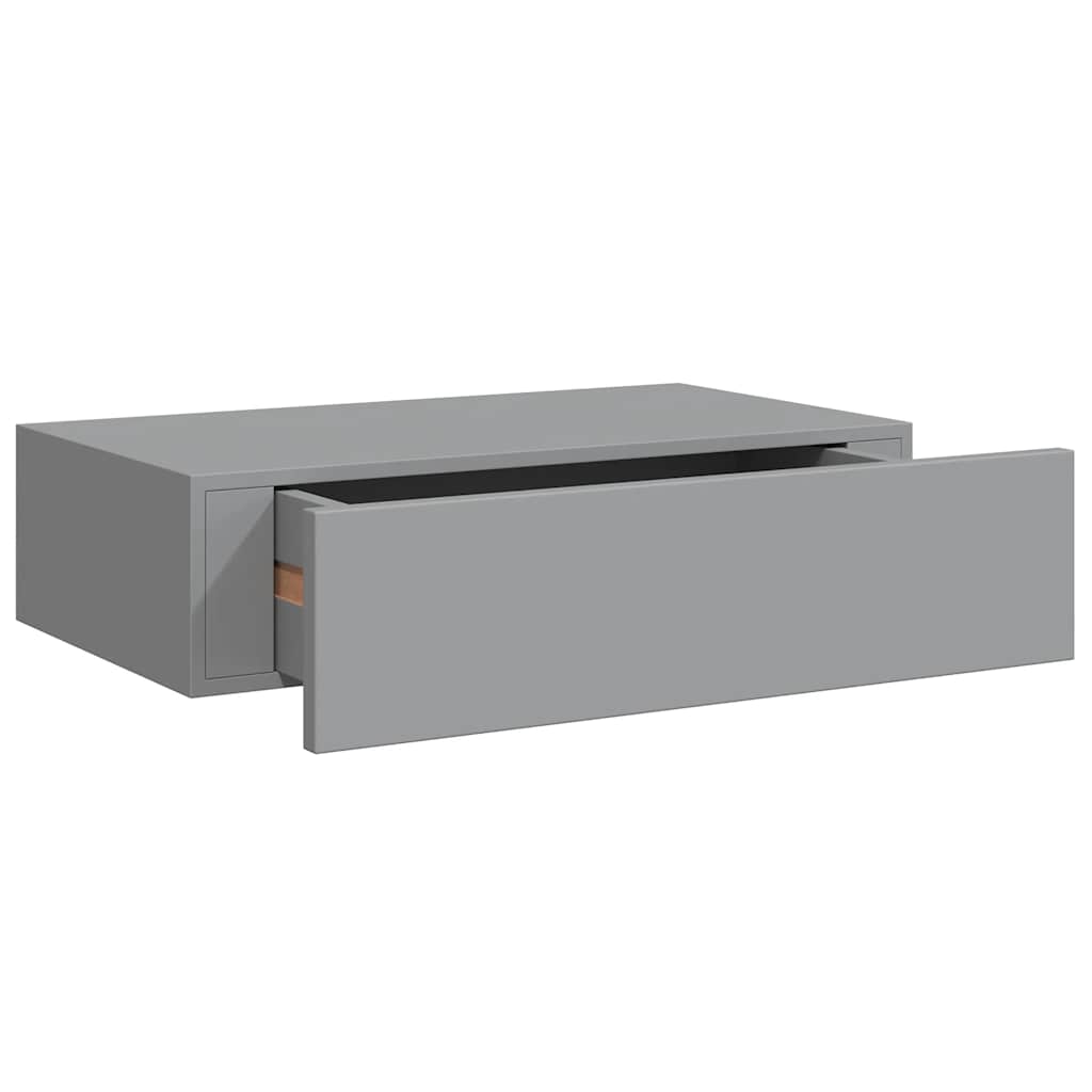 væghylder med skuffer 2 stk. 40x23,5x10 cm MDF grå