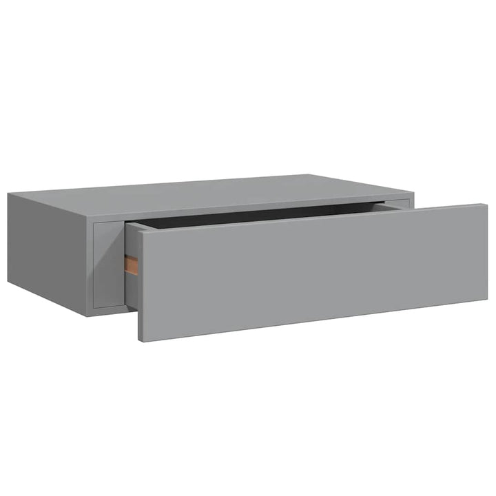 væghylder med skuffer 2 stk. 40x23,5x10 cm MDF grå
