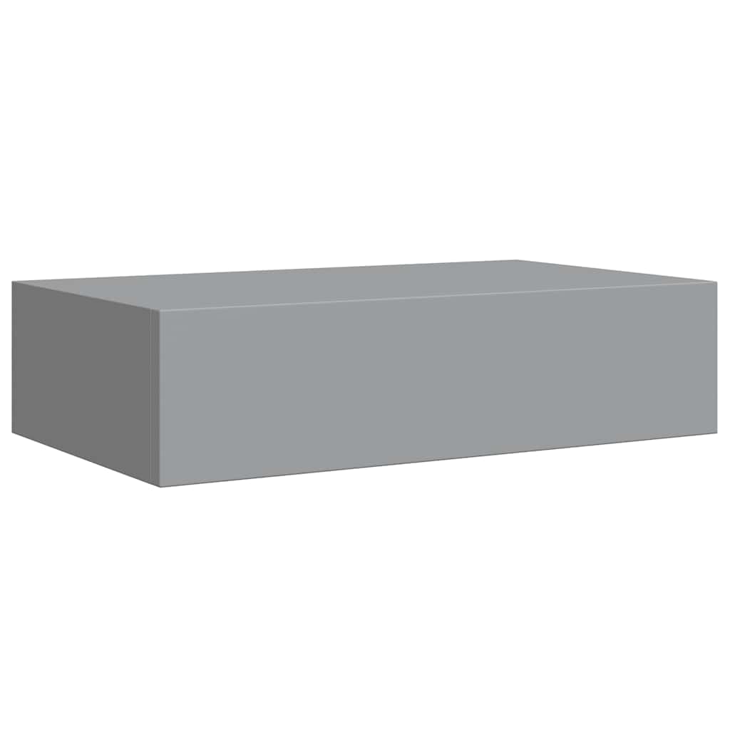 væghylder med skuffer 2 stk. 40x23,5x10 cm MDF grå