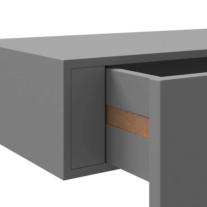 væghylder med skuffer 2 stk. 40x23,5x10 cm MDF grå