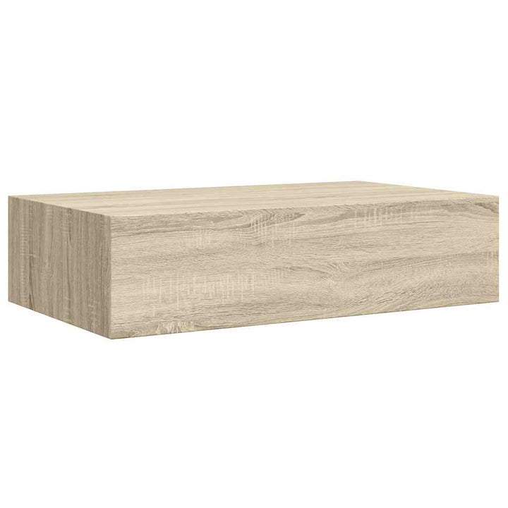 væghylde med skuffe 40x23,5x10 cm MDF egetræsfarvet