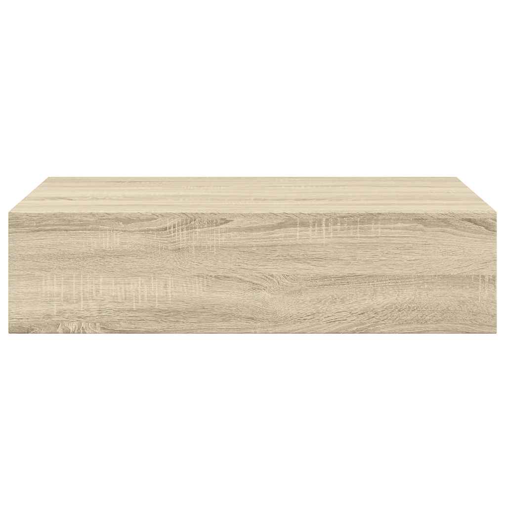 væghylde med skuffe 40x23,5x10 cm MDF egetræsfarvet