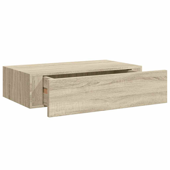 væghylder med skuffer 2 stk. 40x23,5x10 cm MDF egetræsfarvet
