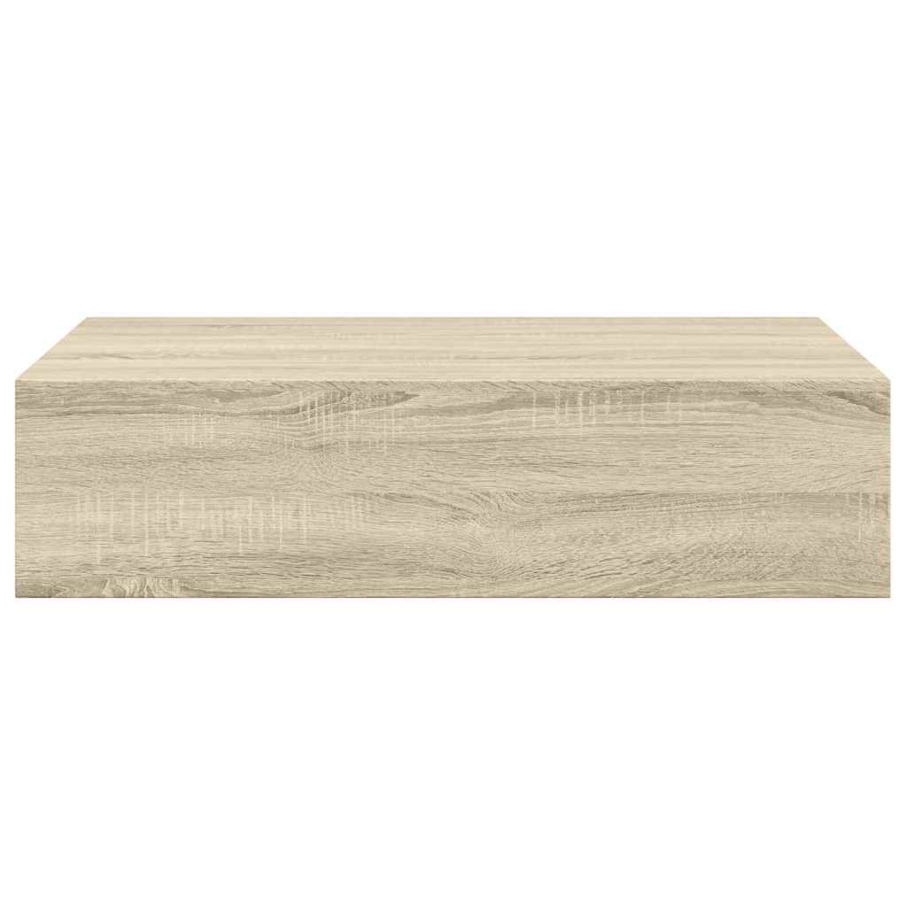 væghylder med skuffer 2 stk. 40x23,5x10 cm MDF egetræsfarvet