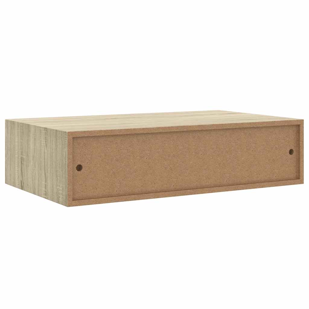 væghylder med skuffer 2 stk. 40x23,5x10 cm MDF egetræsfarvet