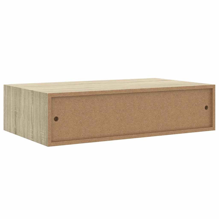 væghylder med skuffer 2 stk. 40x23,5x10 cm MDF egetræsfarvet