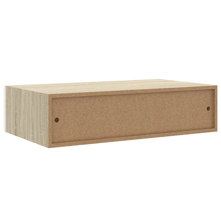 hylder med skuffe 2 stk. 40x23,5x10 cm MDF egetræsfarve og hvid
