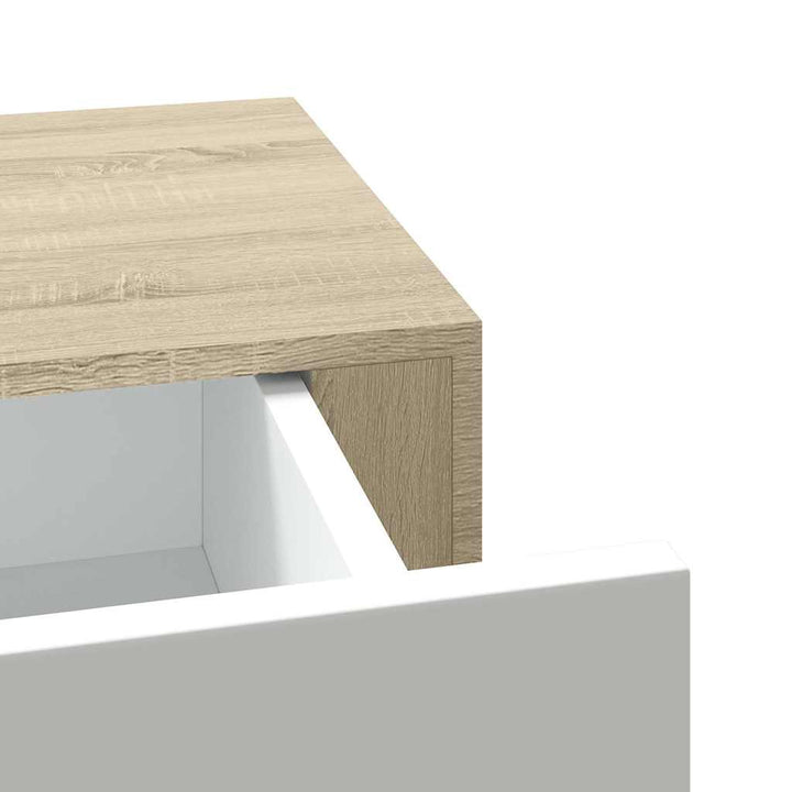 hylder med skuffe 2 stk. 40x23,5x10 cm MDF egetræsfarve og hvid