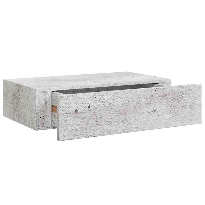 væghylde med skuffe 40x23,5x10 cm MDF betongrå