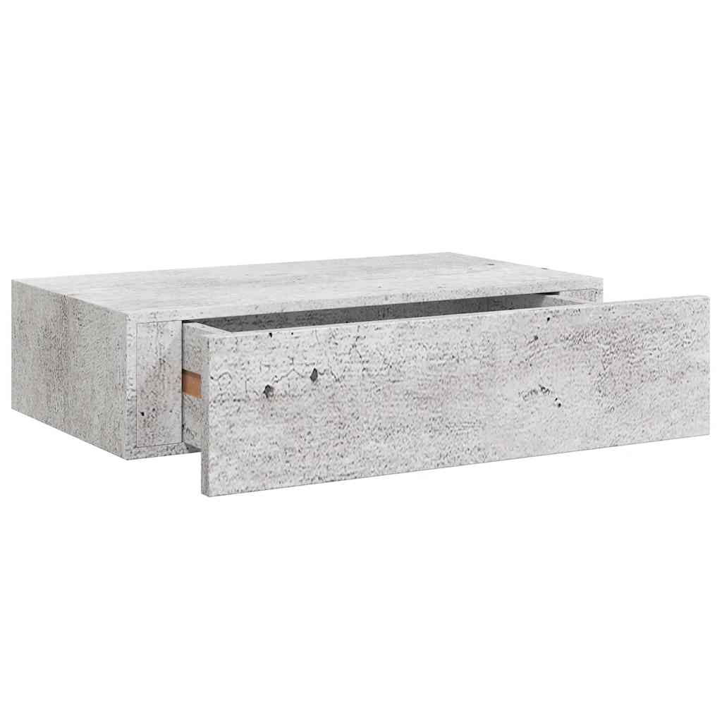 væghylde med skuffe 40x23,5x10 cm MDF betongrå