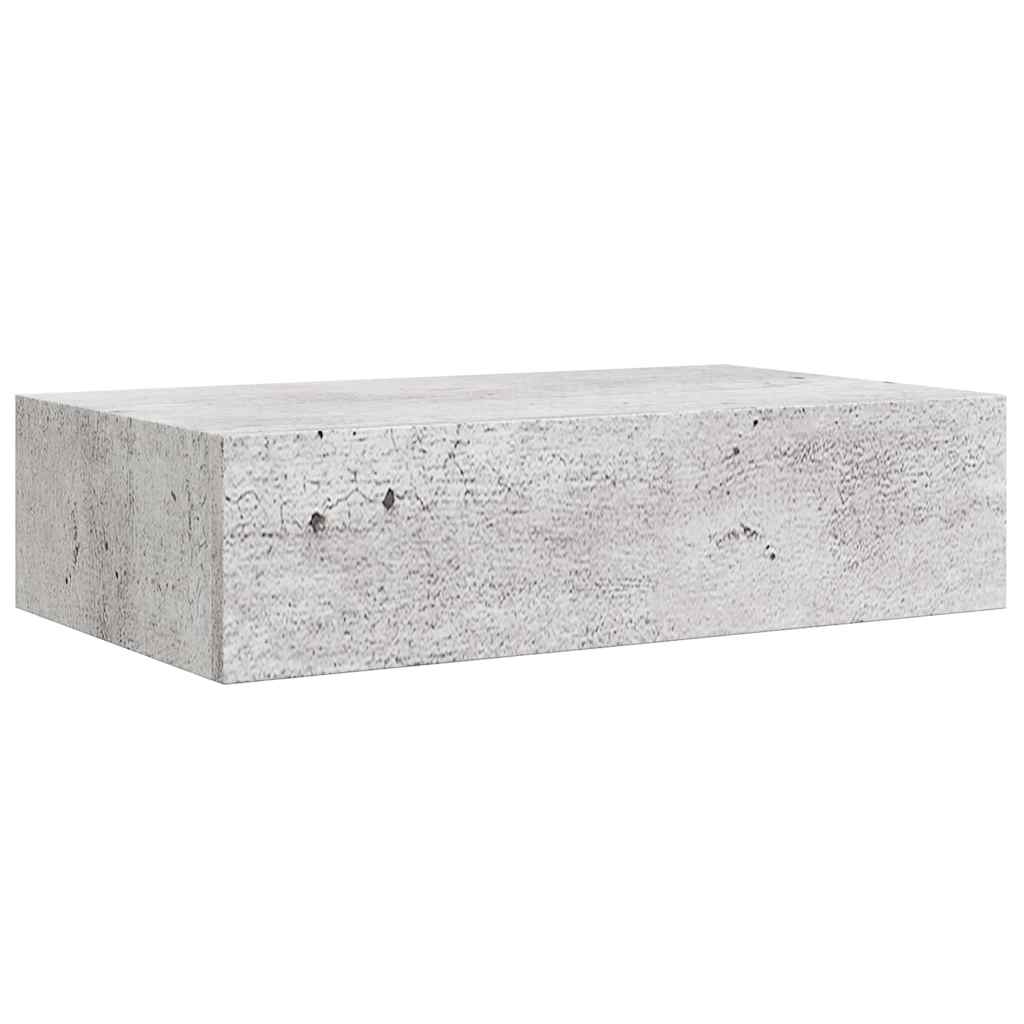 væghylde med skuffe 40x23,5x10 cm MDF betongrå