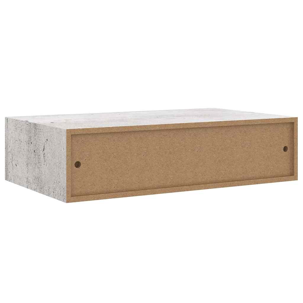 væghylde med skuffe 40x23,5x10 cm MDF betongrå