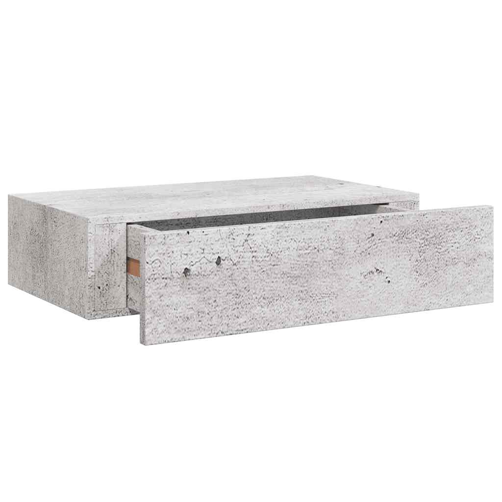 hylder med skuffe 2 stk. 40x23,5x10 cm MDF betongrå