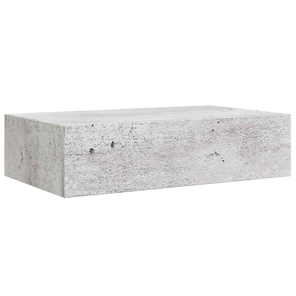 hylder med skuffe 2 stk. 40x23,5x10 cm MDF betongrå