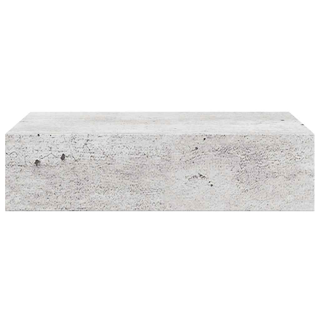 hylder med skuffe 2 stk. 40x23,5x10 cm MDF betongrå