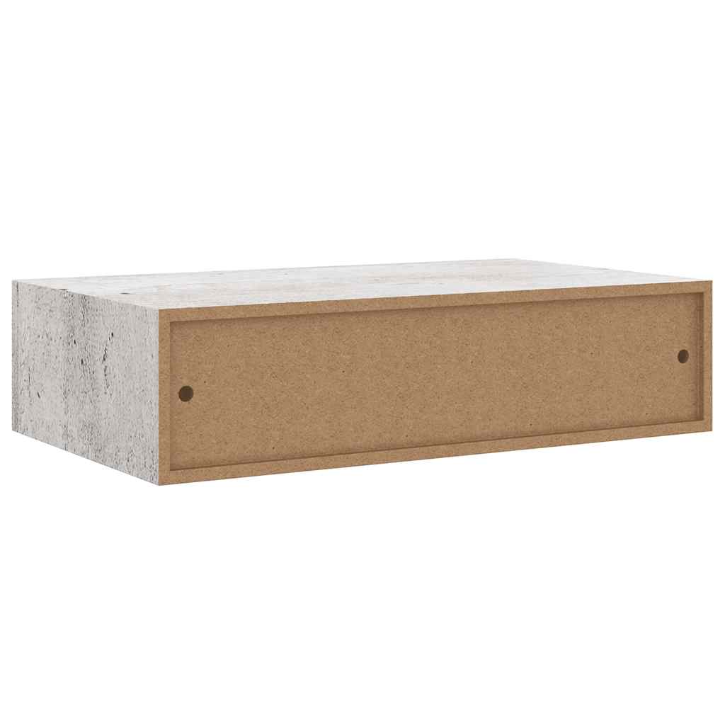 hylder med skuffe 2 stk. 40x23,5x10 cm MDF betongrå