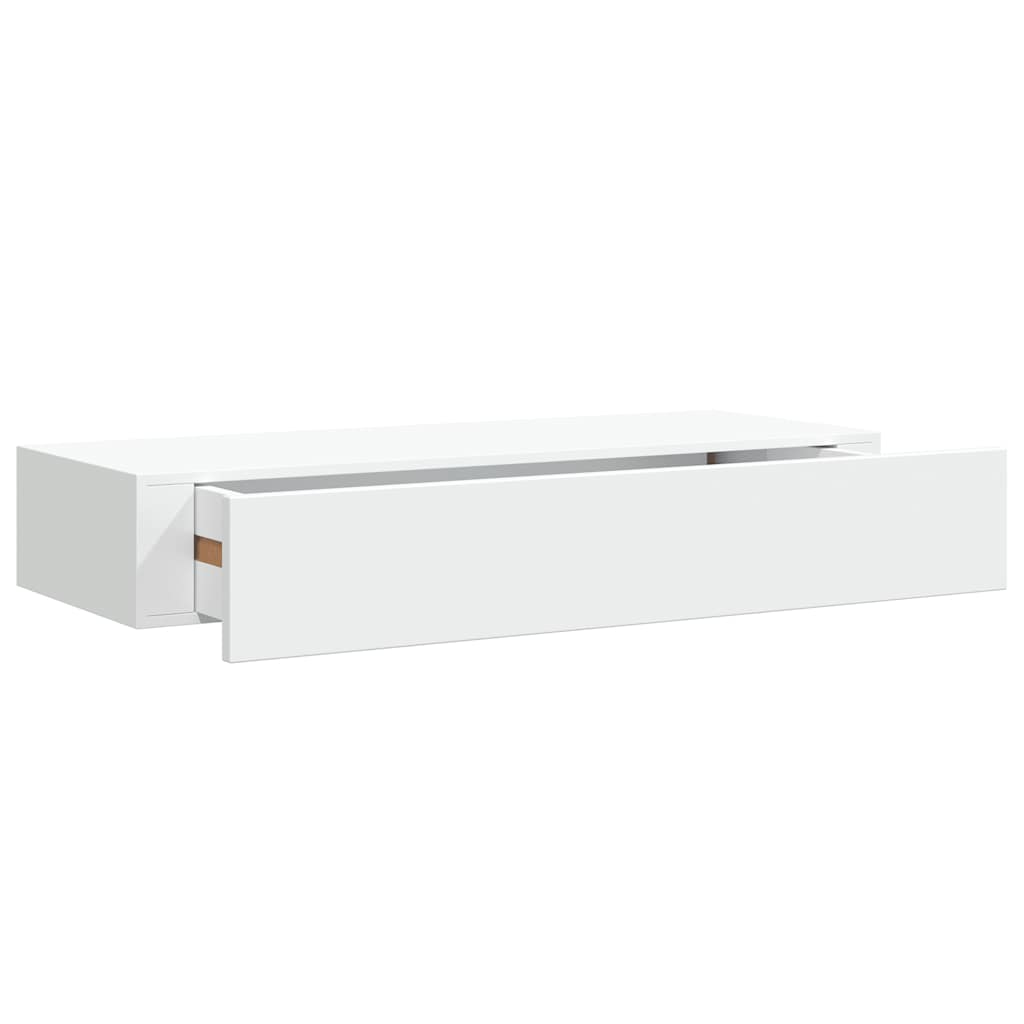 væghylder med skuffer 2 stk. 60x23,5x10 cm MDF hvid