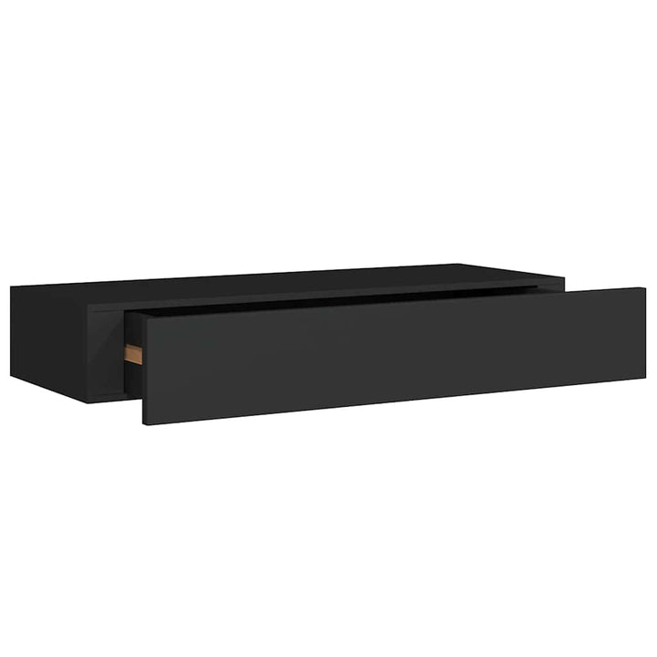 væghylder med skuffer 2 stk. 60x23,5x10 cm MDF sort