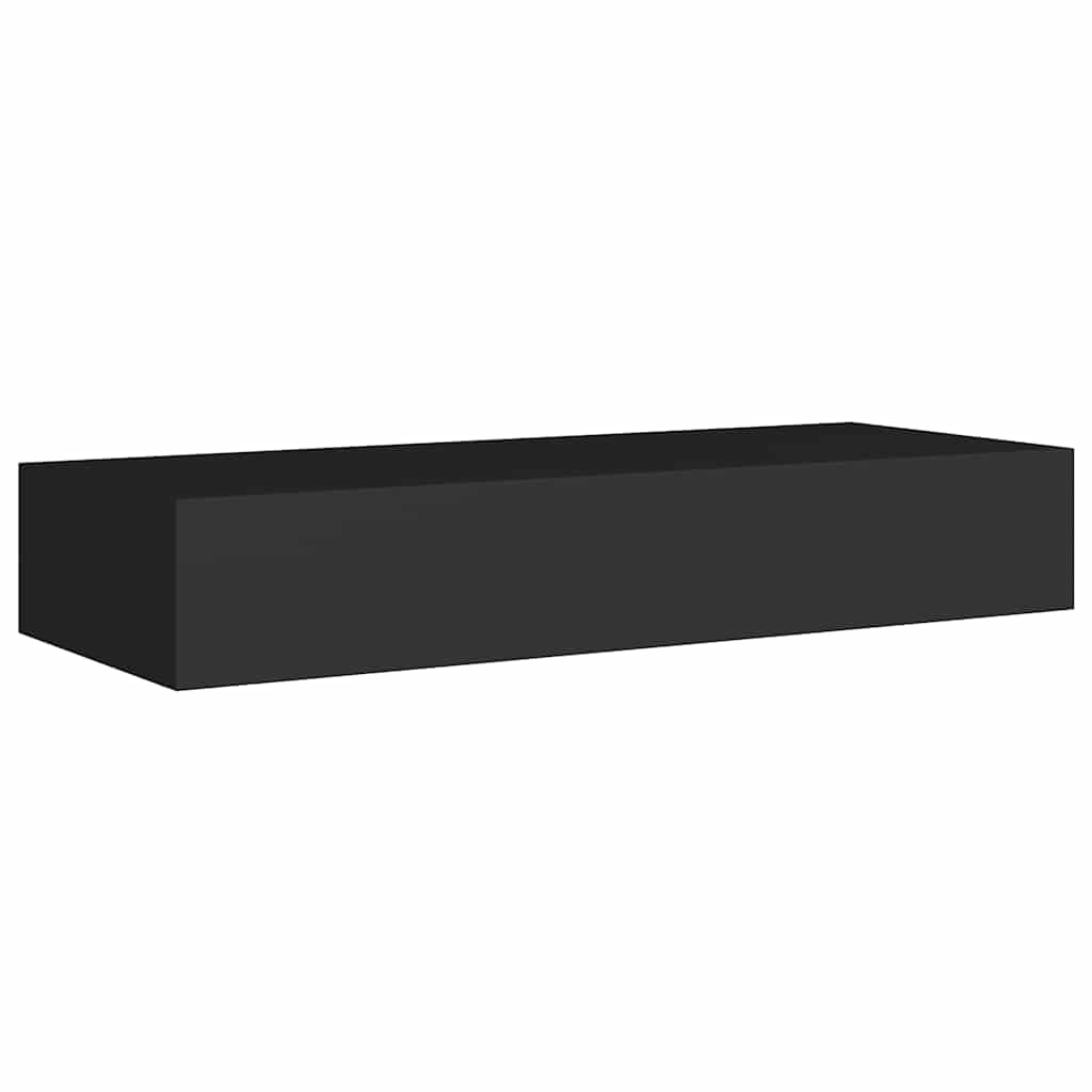 væghylder med skuffer 2 stk. 60x23,5x10 cm MDF sort