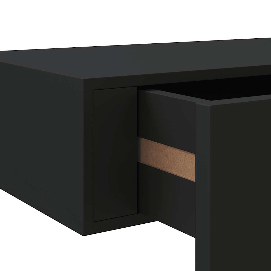 væghylder med skuffer 2 stk. 60x23,5x10 cm MDF sort