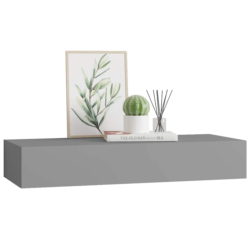 væghylde med skuffe 60x23,5x10 cm MDF grå