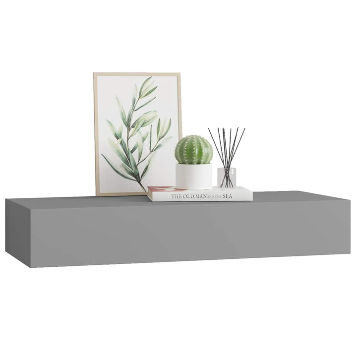 væghylde med skuffe 60x23,5x10 cm MDF grå