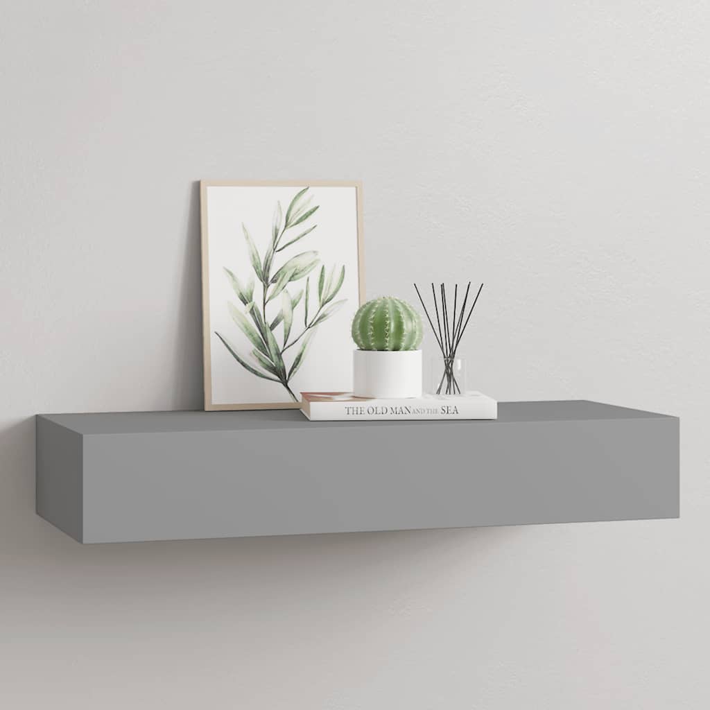 væghylde med skuffe 60x23,5x10 cm MDF grå
